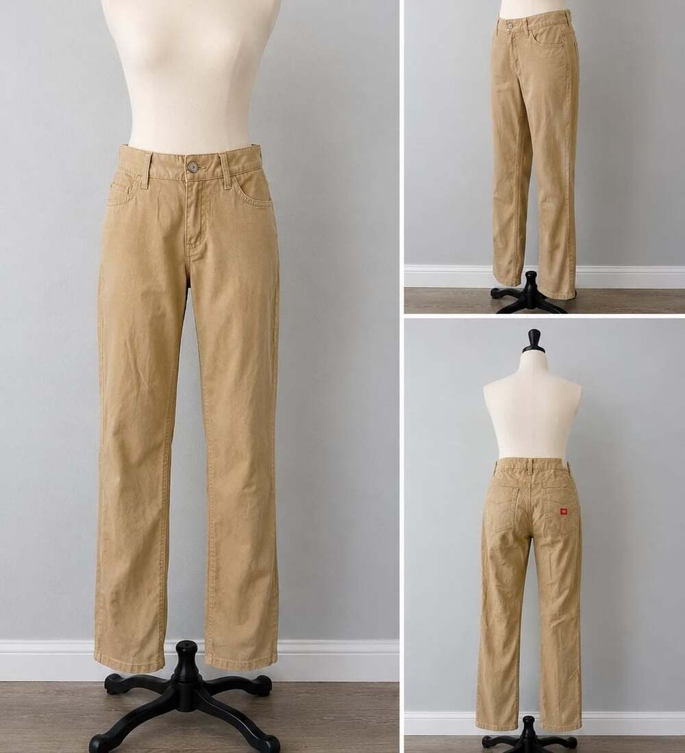 Dickies Women’s Khaki Straight Leg Pants Size 9 Stretch Work Casual